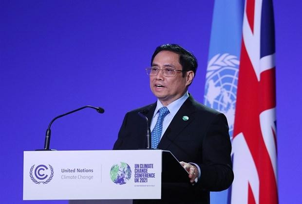 El premier vietnamita, Pham Minh Chinh, en la Conferencia de la ONU sobre el Cambio Climático (COP26). (Foto:VNA)